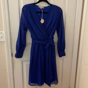 NWT Blue Chiffon Maternity Wrap Dress